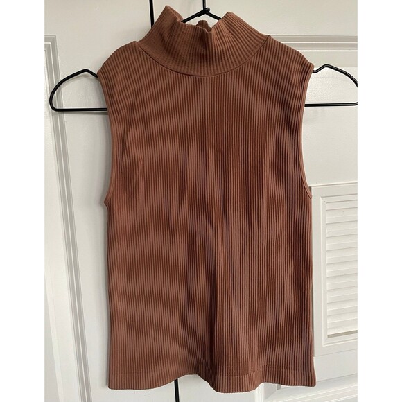 Light brown turtleneck ribbed tank top. Size small. Like new. Harley and Me - Picture 1 of 3